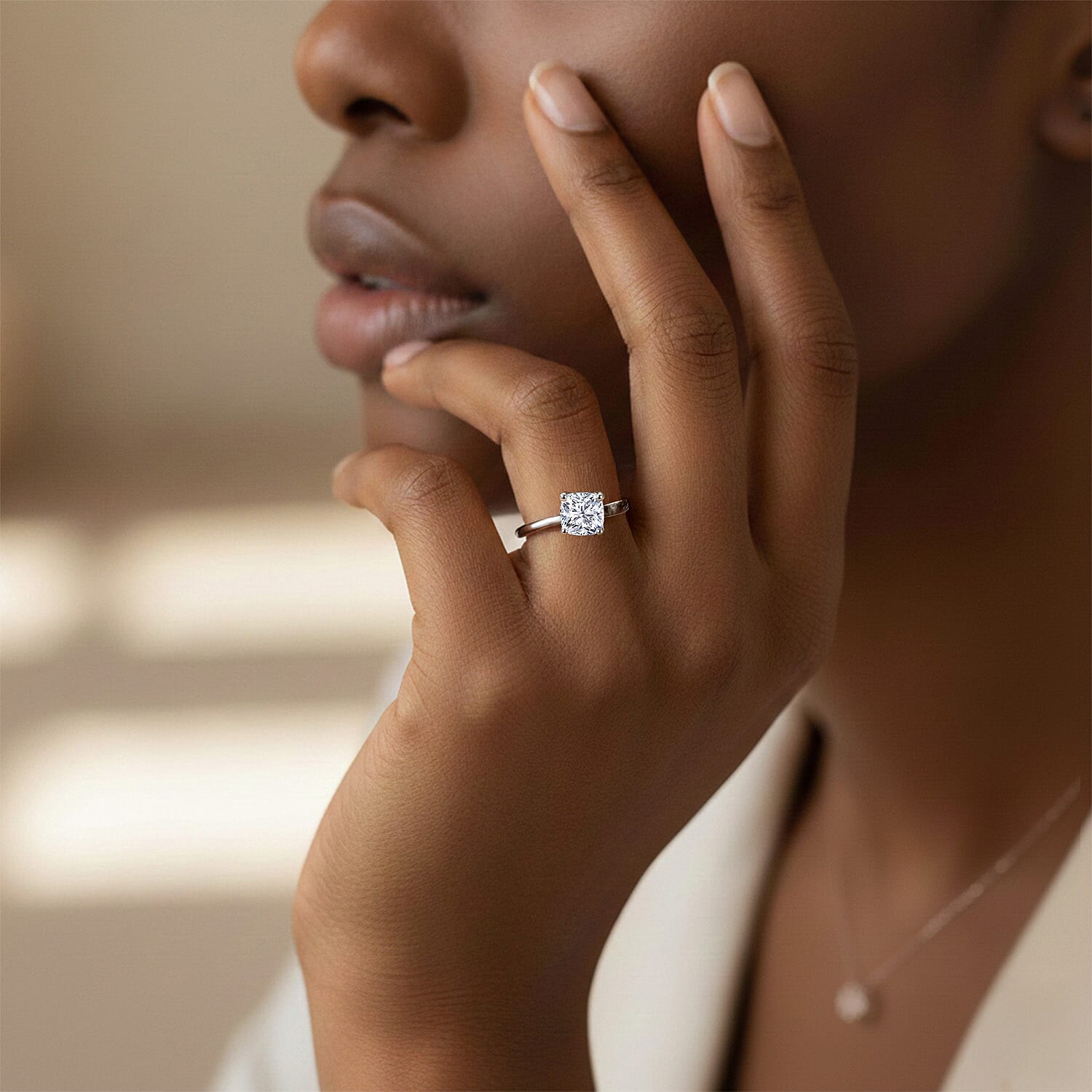 LUXURIANT 1 Ct. Lab Grown Diamond Solitaire Ring in Sterling Silver